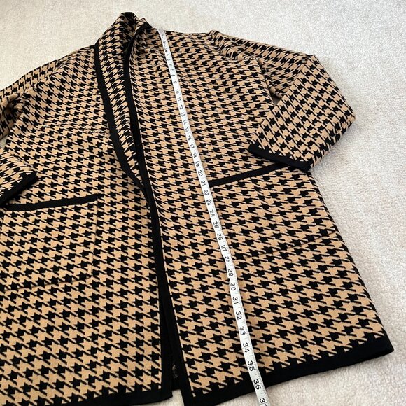 Ann Taylor Houndstooth Shawl Collar Long Cardigan Sweater Knit Jacket L - Picture 5 of 9